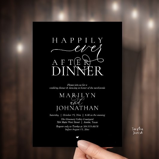 Happily Ever After Dinner Modern Wedding Reception 招待状