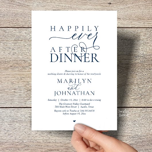 Happily Ever After Dinner Modern Wedding Reception 招待状