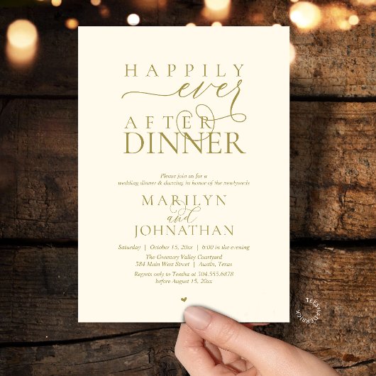Happily Ever After Dinner Modern Wedding Reception 招待状