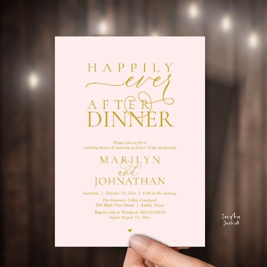 Happily Ever After Dinner Modern Wedding Reception 招待状