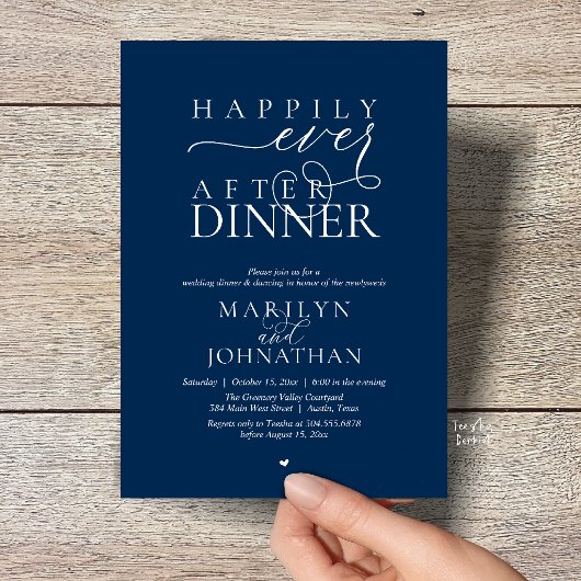 Happily Ever After Dinner Modern Wedding Reception 招待状
