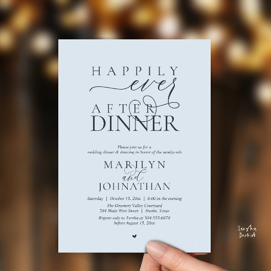 Happily Ever After Dinner Modern Wedding Reception 招待状