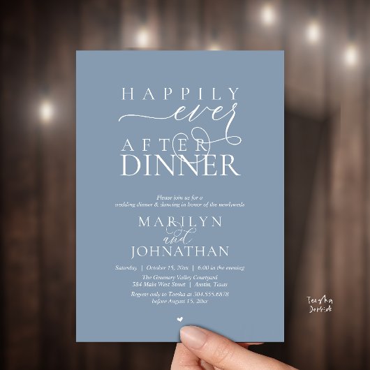 Happily Ever After Dinner Modern Wedding Reception 招待状