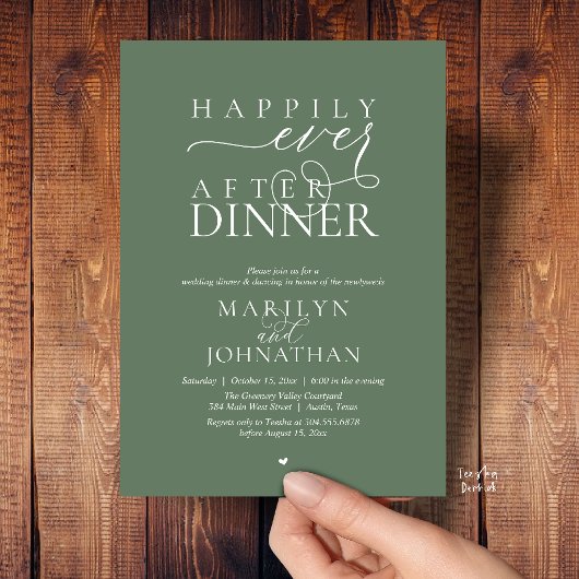 Happily Ever After Dinner Modern Wedding Reception 招待状