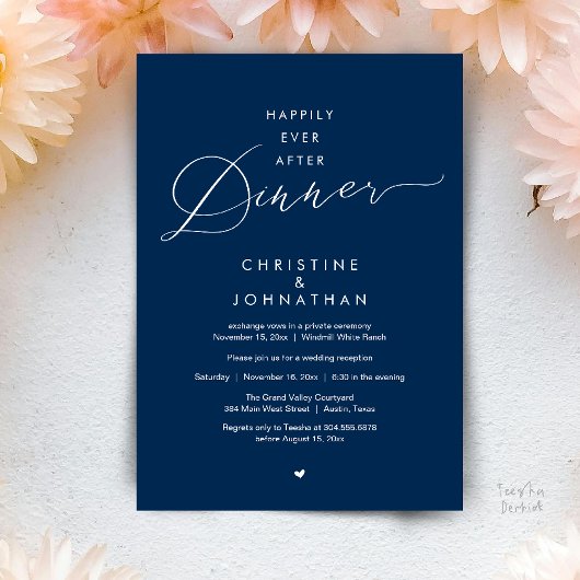 Happily Ever After Dinner Modern Wedding Reception 招待状