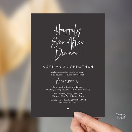 Happily Ever After Dinner Modern Wedding Reception 招待状