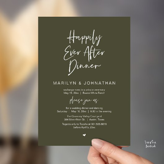 Happily Ever After Dinner Modern Wedding Reception 招待状