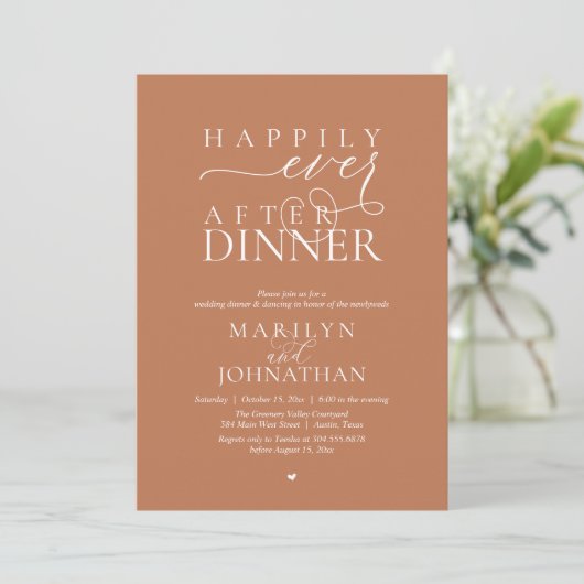 Happily Ever After Dinner Modern Wedding Reception 招待状 (スタンド正面)