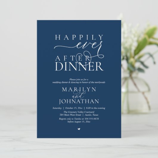 Happily Ever After Dinner Modern Wedding Reception 招待状 (スタンド正面)