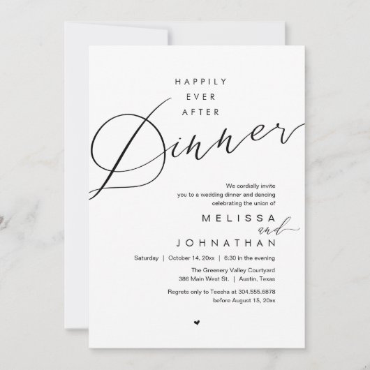 Happily Ever After Dinner Romantic Wedding Party 招待状 (正面)