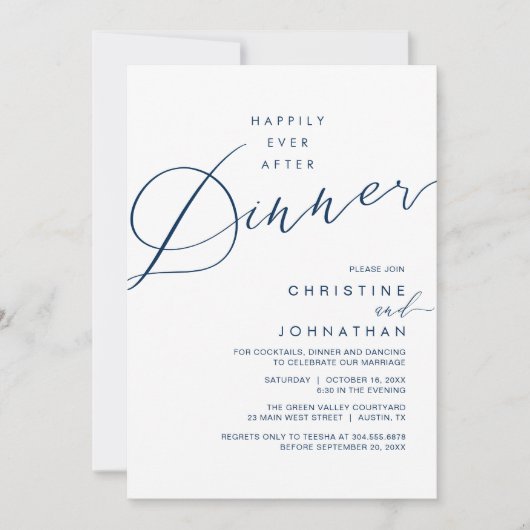 Happily Ever After Dinner Wedding Reception Dinner 招待状 (正面)