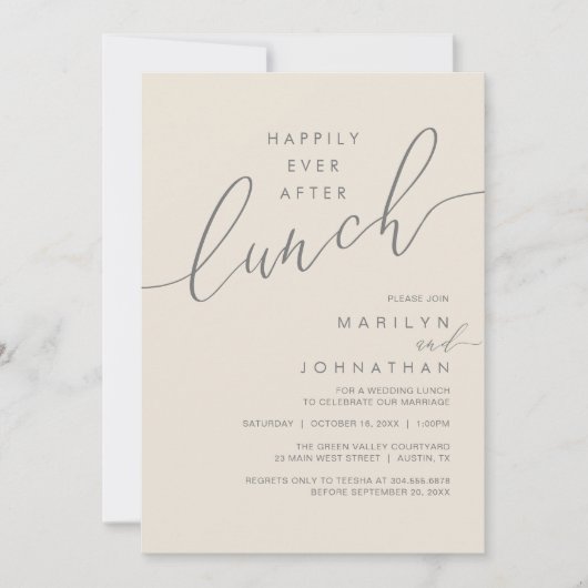 Happily Ever After Dinner Wedding Reception Dinner 招待状 (正面)