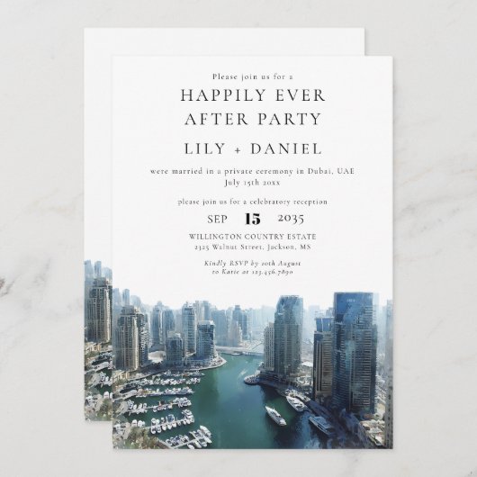 Happily Ever After Dubai Wedding 招待状 (正面/裏面)