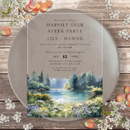 Happily Ever After Forest Lakeside Floral Wedding アクリル招待状