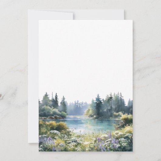 Happily Ever After Forest Lakeside Floral Wedding 招待状 (裏面)