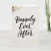 Happily Ever After Gold Calligraphy Wedding Card カード (正面)