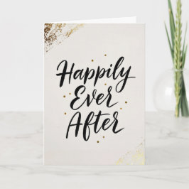 Happily Ever After Gold Calligraphy Wedding Card カード