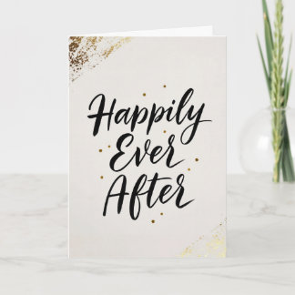 Happily Ever After Gold Calligraphy Wedding Card カード