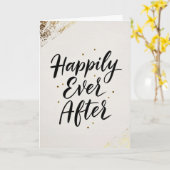 Happily Ever After Gold Calligraphy Wedding Card カード (黄色い花)
