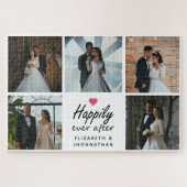 Happily Ever After Heart Wedding Photo Collage  ジグソーパズル (横)