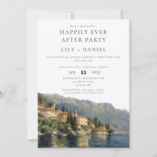 Happily Ever After Lake Como Photo Wedding 招待状 (正面)