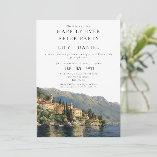 Happily Ever After Lake Como Photo Wedding 招待状 (スタンド正面)