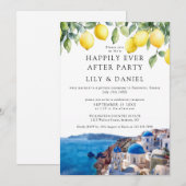 Happily Ever After Lemons Santorini Greece Wedding 招待状 (正面/裏面)
