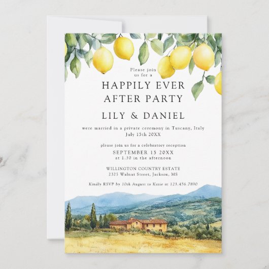 Happily Ever After Lemons Tuscany Italy Wedding 招待状 (正面)