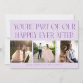 Happily Ever After Lilac Wedding Photo サンキューカード (正面)