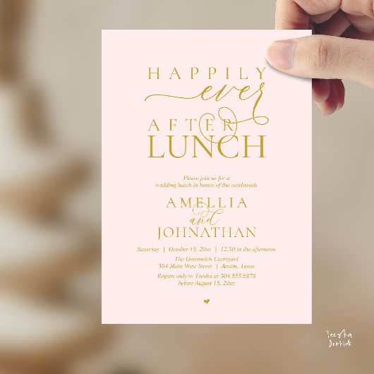 Happily Ever After Lunch Modern Wedding Elopement 招待状