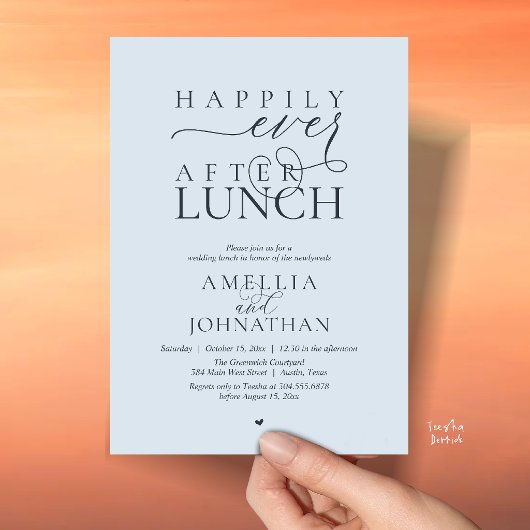 Happily Ever After Lunch Modern Wedding Elopement 招待状