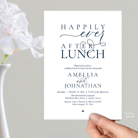 Happily Ever After Lunch Modern Wedding Elopement 招待状