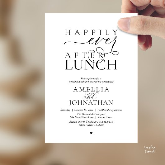 Happily Ever After Lunch Modern Wedding Elopement 招待状