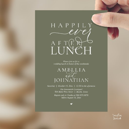 Happily Ever After Lunch Modern Wedding Elopement 招待状