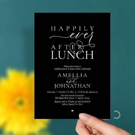 Happily Ever After Lunch Modern Wedding Elopement 招待状