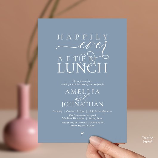 Happily Ever After Lunch Modern Wedding Elopement 招待状