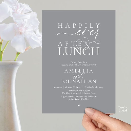 Happily Ever After Lunch Modern Wedding Elopement 招待状