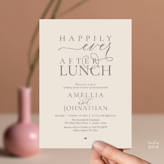 Happily Ever After Lunch Modern Wedding Elopement 招待状