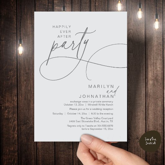 Happily Ever After Modern Elegant Wedding Dinner 招待状