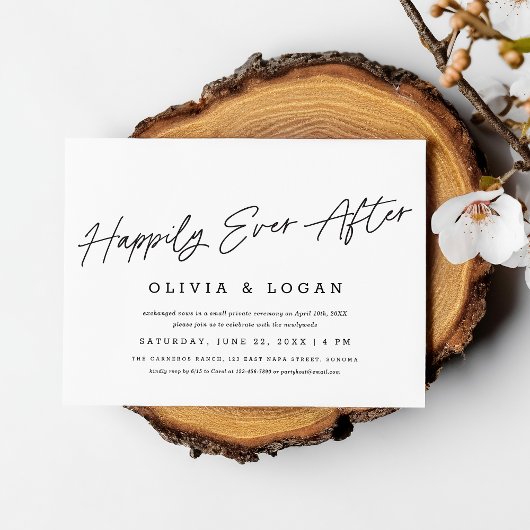 Happily Ever After Modern Script Wedding Elopement 招待状