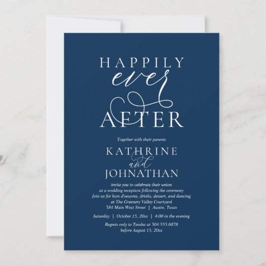 Happily Ever After, Modern Wedding Reception 招待状 (正面)