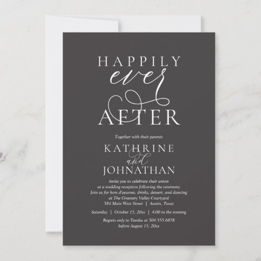 Happily Ever After, Modern Wedding Reception 招待状 (正面)