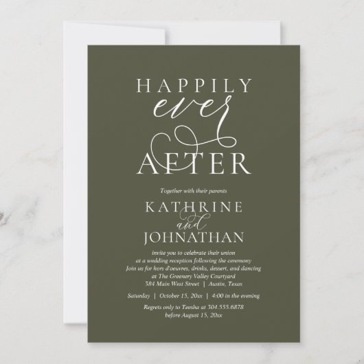 Happily Ever After, Modern Wedding Reception 招待状 (正面)
