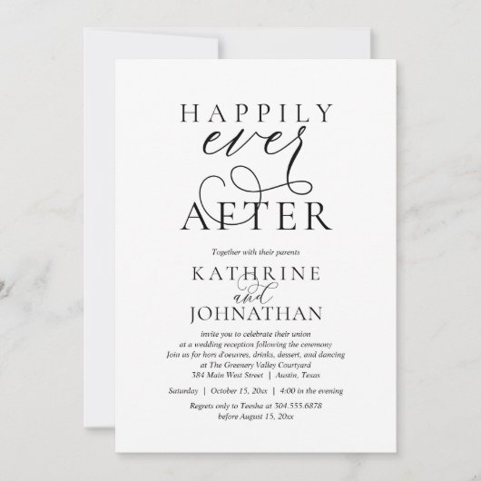 Happily Ever After, Modern Wedding Reception 招待状 (正面)