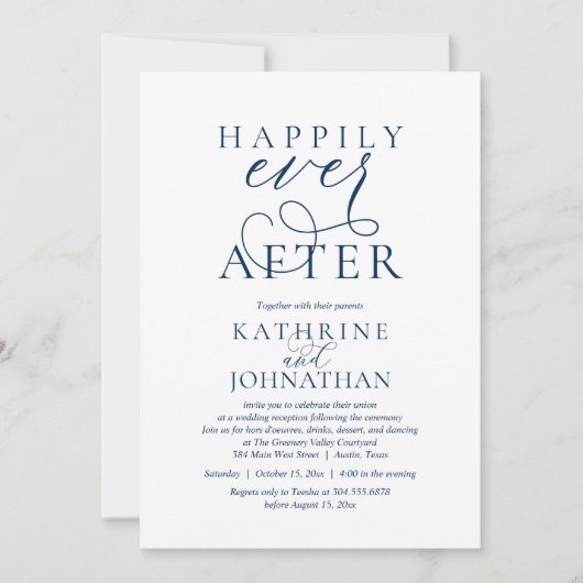 Happily Ever After, Modern Wedding Reception 招待状 (正面)