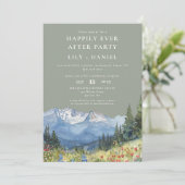 Happily Ever After Mountain Floral Sage Wedding 招待状 (スタンド正面)