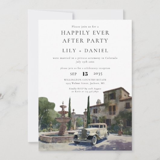 Happily Ever After Old Money Estate Wedding 招待状 (正面)