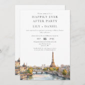 Happily Ever After Paris France Wedding 招待状 (正面/裏面)