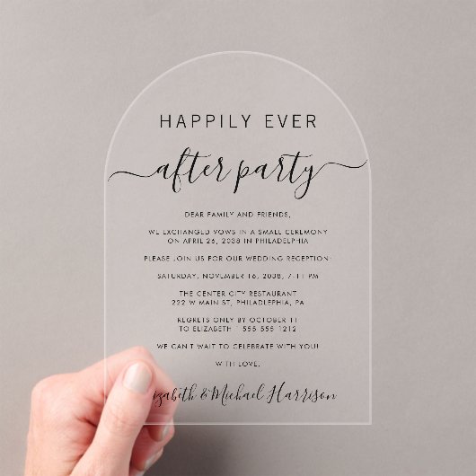 Happily Ever After Party Arch Wedding Reception アクリル招待状 (インサイチュ (ポータブル))