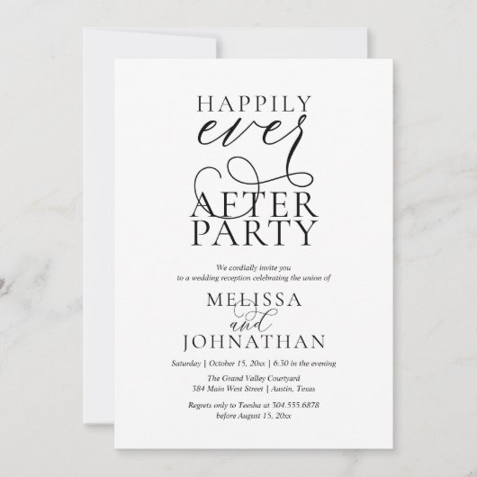 Happily Ever After Party, Classy Wedding Reception 招待状 (正面)